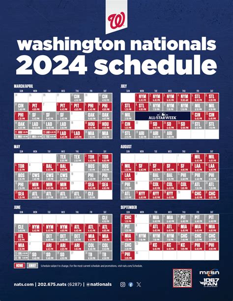 Washington Nationals Schedule Printable