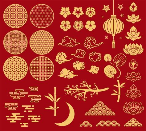 Premium Vector Chinese New Year Elements Isolated On Red