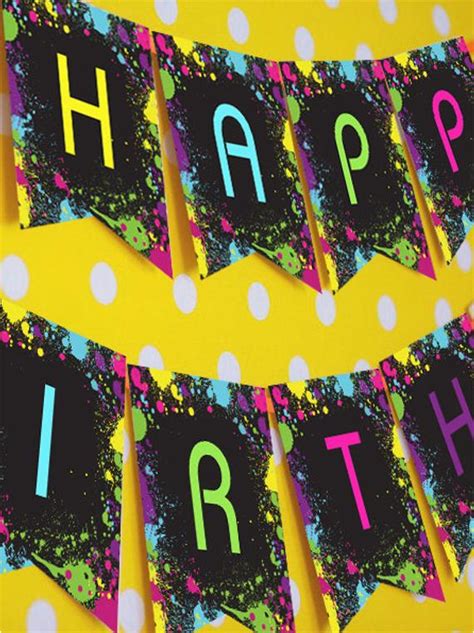 Neon Happy Birthday Banner Birthdaybuzz