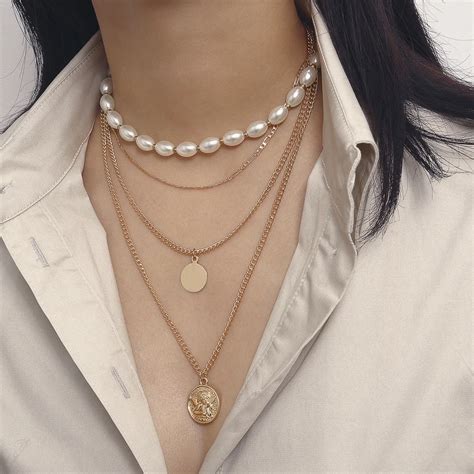 YAL American Jewelry Temperament Meter Shaped Imitation Pearl Necklace