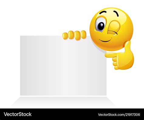 Smiley Emoticon Holding And Showing Advertise Vector Image