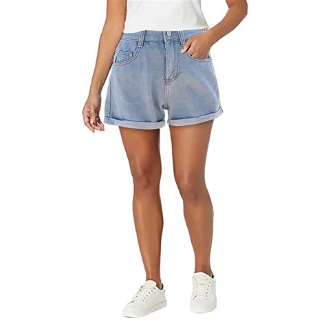 EHQJNJ Female Light Blue Jeans Women Denim Shorts Women S Curled