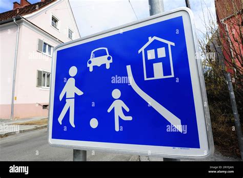 Residential Street Sign Drive Slow Stock Photo Alamy