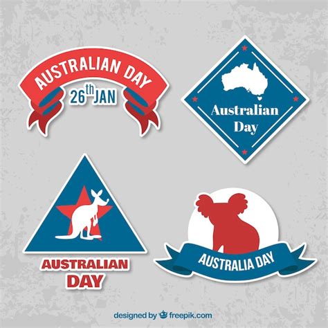 Pack Of Four Australia Day Labels With Great Designs Vector Free Download