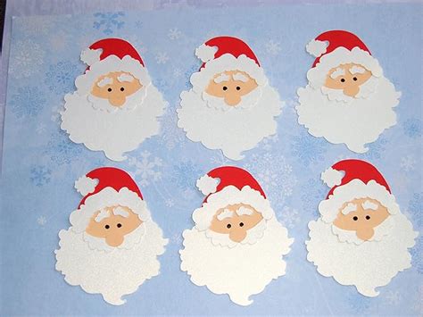 6 Diecut Christmas Santa Faces Cute Santa Heads For Christmas Crafts