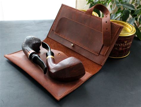 Handmade leather pipe tobacco pouch bag - Anger Refuge