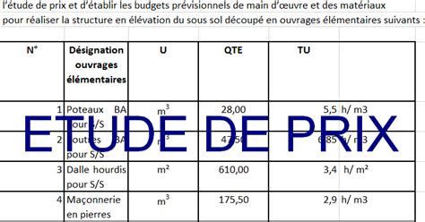 Etude De Prix B Timent Cours De G Nie Civil Livres Pfe