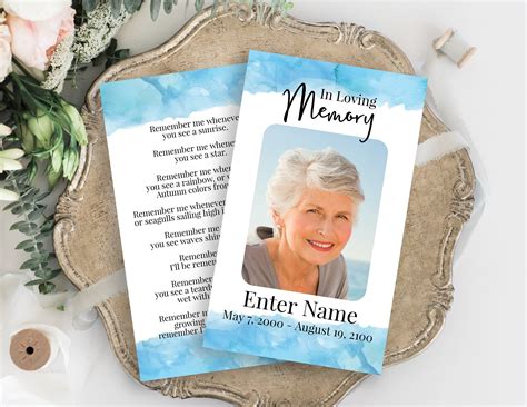 Memorial Cards For Celebration Of Life Templates Free Floral Elegant