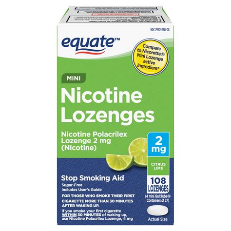 Equate Mini Nicotine Polacrilex Lozenge 2 Mg Citrus Flavor 108 Count