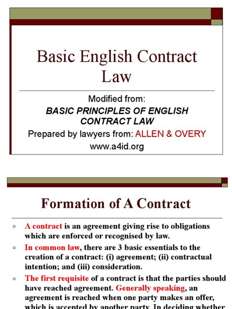 Basic English Contract Law Guide Pdf Offer And Acceptance