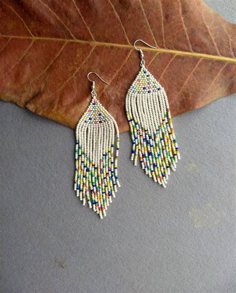 Fringe Seed Bead Earrings For Women Earrings For Sensitive Etsy