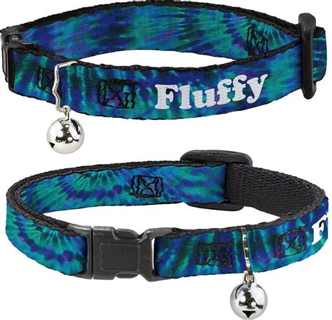 Buckle Down Personalized Breakaway Cat Collar With Bell Tie Dye