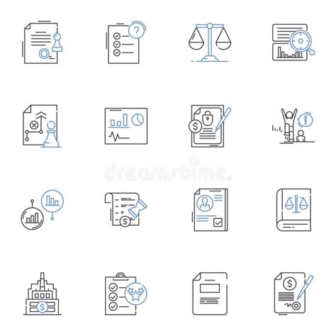 Contract Drafting Line Icons Collection Legal Agreements