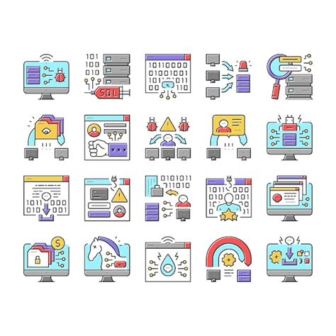 Premium Vector Cyber Crime Internet Business Icons Set Vector