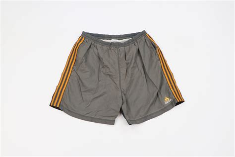 Adidas Vintage 90s Adidas Striped Lined Nylon Above Knee Shorts Grailed