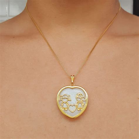 Colar Folheado A Ouro 18k Casalzinho Com Coração Chérie Bijoux