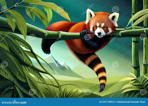 A Pair Of Red Pandas Playfully Frolicking Among The Branches Of A