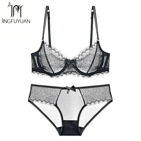 1 2 Cup Bra Lingerie Lace Female Pants Sets Plus Size Lingeries Lace