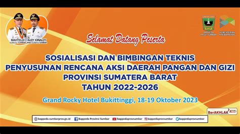 BIMBINGAN TEKNIS RAD PANGAN DAN GIZI PROV SUMBAR TAHUN 2022 2026