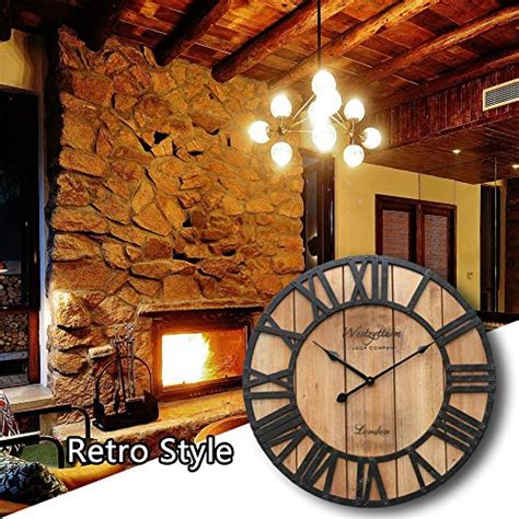 Westzytturm Wood Farmhouse Wall Clock Roman Numerals Large Decorative