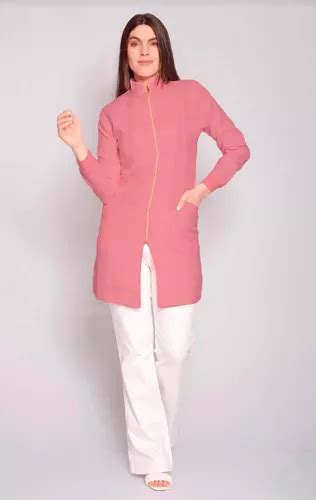 Jaleco Feminino Acinturado C Zíper E Punhos Nude Parcelamento sem juros