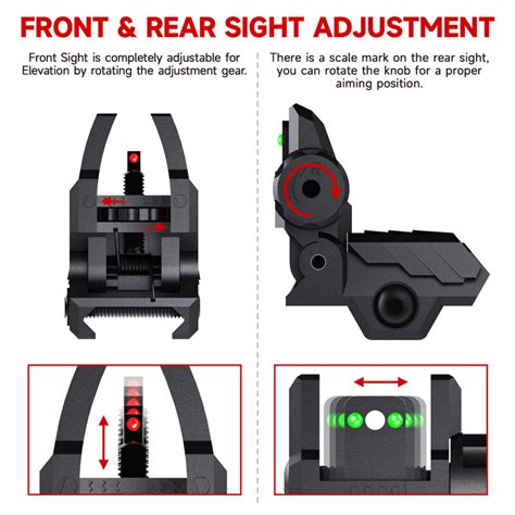 Bugleman Foldable Fiber Optics Iron Sights Flip Up Front Rear Sights