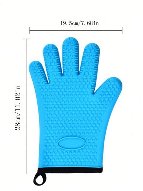 1 Pair Silicone Five Finger Oven Mitts With Bone Pattern Heat Resistant And Anti Scald