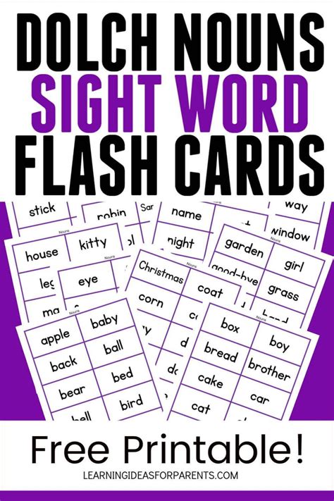 Dolch Sight Word Flashcards Free Printable Free Printable Templates