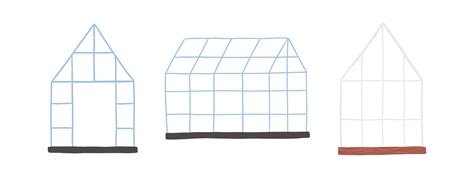 Set Of Hand Drawn Greenhouses In Flat Style Garden Nature Plants