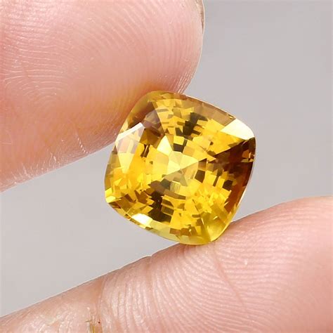 Aaa Natural Flawless Ceylon Yellow Sapphire Loose Cushion Cut Gemstone