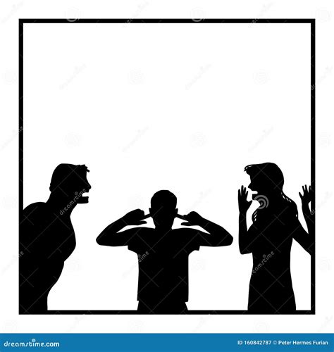 Quarreling Parents Annoyed Son Family Dispute Stock Vector
