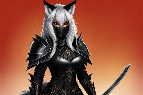 Anthro Female Fox Warrior Wearing Black Detailed Ar Openart