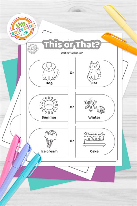 Free Printable This Or That Questions For Kids