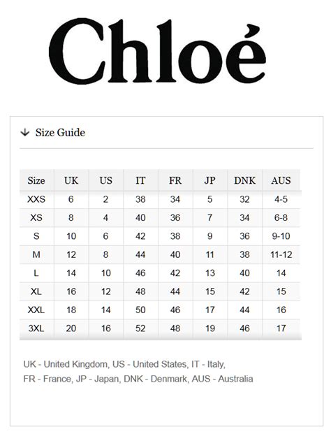 Chloe Size Chart