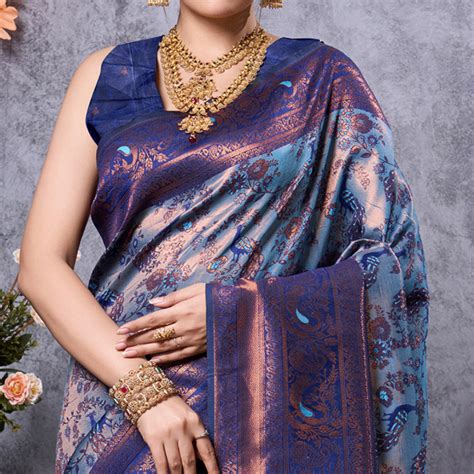 Blue Woven Kanjivaram Silk Saree