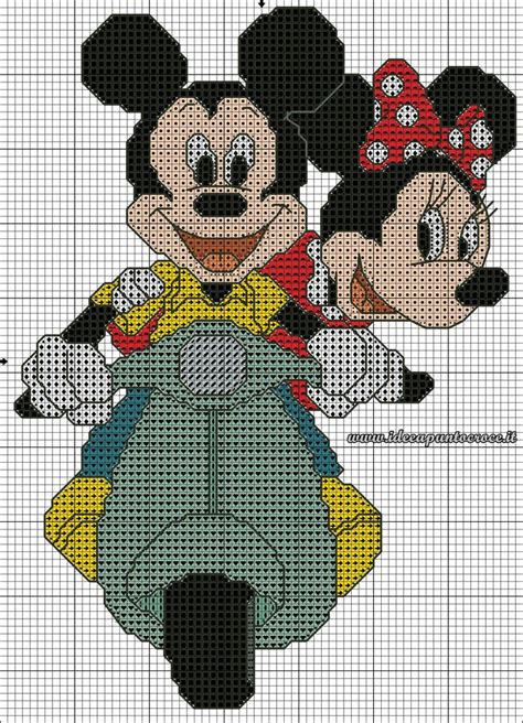 Schema Punto Croce Topolino E Minnie In Vespa Disney Cross Stitch