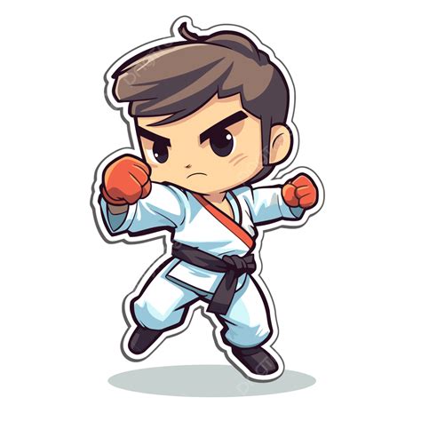 Karakter Stiker Anime Karate Vektor Taekwondo Stiker Kartun Png Dan Vektor Dengan Background