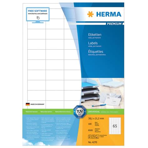 HERMA Universal Etiketten PREMIUM 38 1 x 21 2 mm weiß