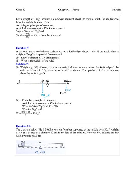 Selina Solutions Class 10 Concise Physics Chapter 1 Force Download Free Pdf