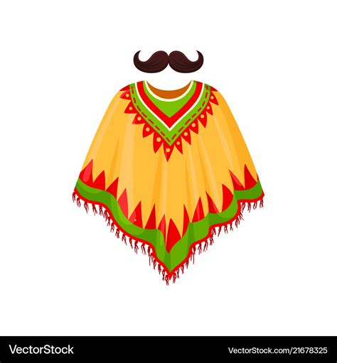 Poncho And Moustache Symbols Of Mexico Royalty Free Vector