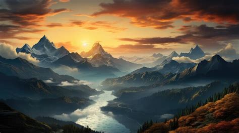 Premium AI Image | Sunrise over the mountains