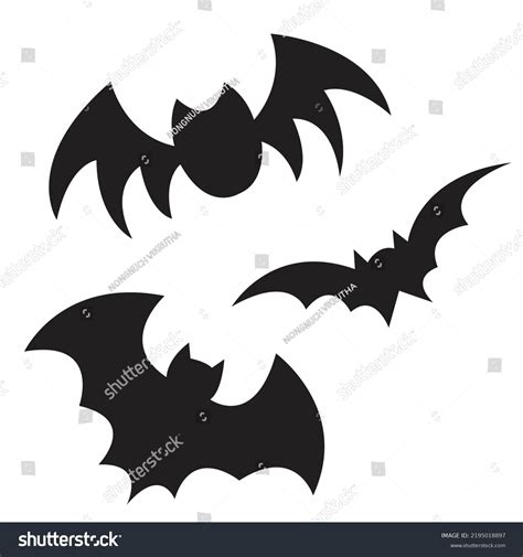 Halloween Black Bat Icon Set Bats Stock Vector Royalty Free