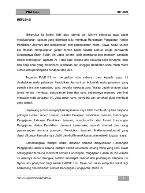 Contoh Penulisan Refleksi Terbaik