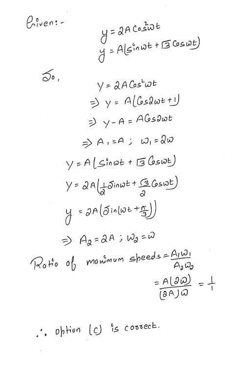 Equations 2acos 2ω T And Y A Sinω T √ 3 Cosω T Represent The