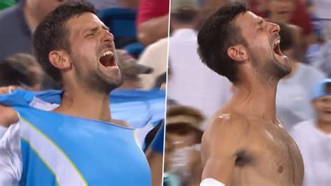 Novak Djokovic Tears Off His Shirt While Celebrating Victory Over