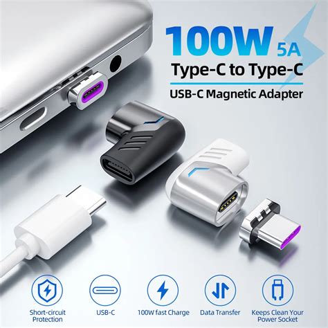 FLOVEME Magnetic Adapter 100W USB C To Type C Cable Converter Fast