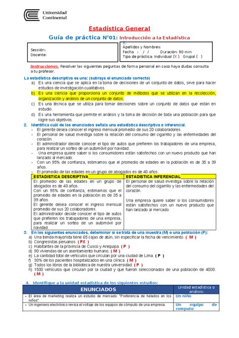 Guia Practica Estadistica Resuelto Estad Stica General Gu A De