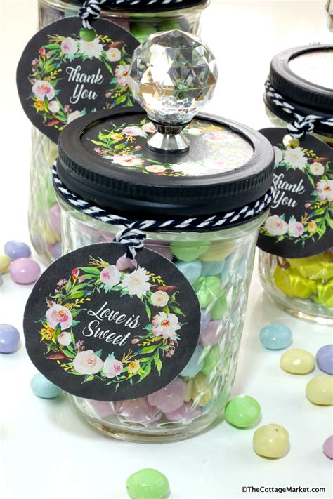 Diy Candy Mason Jars Great Favors Free Printables The Cottage Market