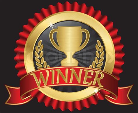 winner cup sign  golden ribbon vector illustration stock vector