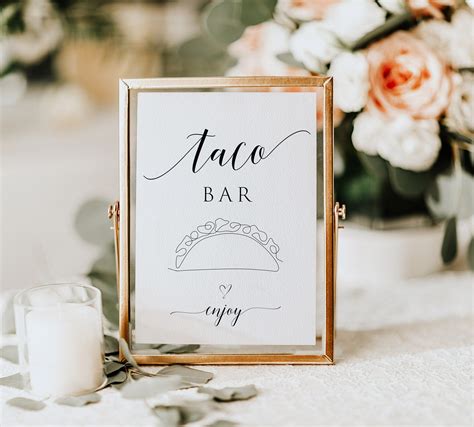 Taco Bar Printable Party Sign Taco Table Sign Taco Bar Etsy Wedding